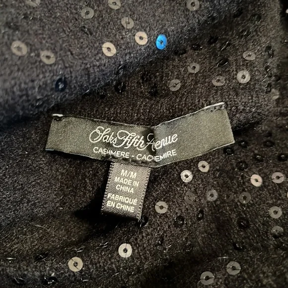 Saks Fifth Avenue sequined cashmere sweater - Picture 6 of 8